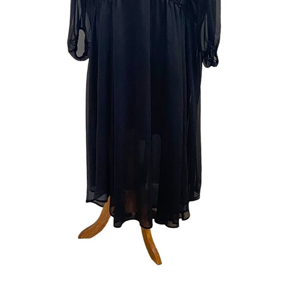 Jessica Simpson Chiffon Maxi Dress Black Size 3X Minimalist Party Holiday Boho - Picture 8 of 16
